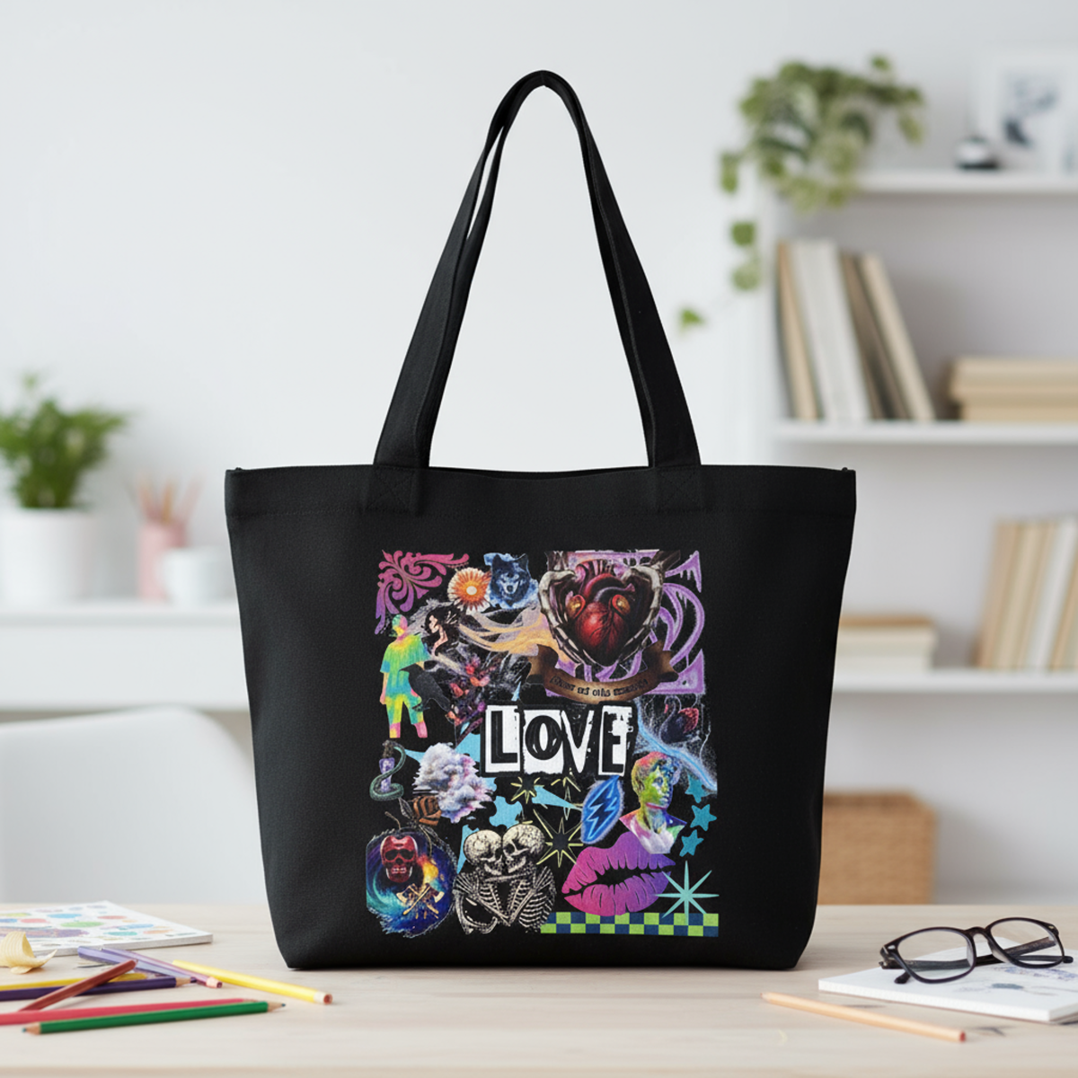 The Love Zippered Tote Full Design
