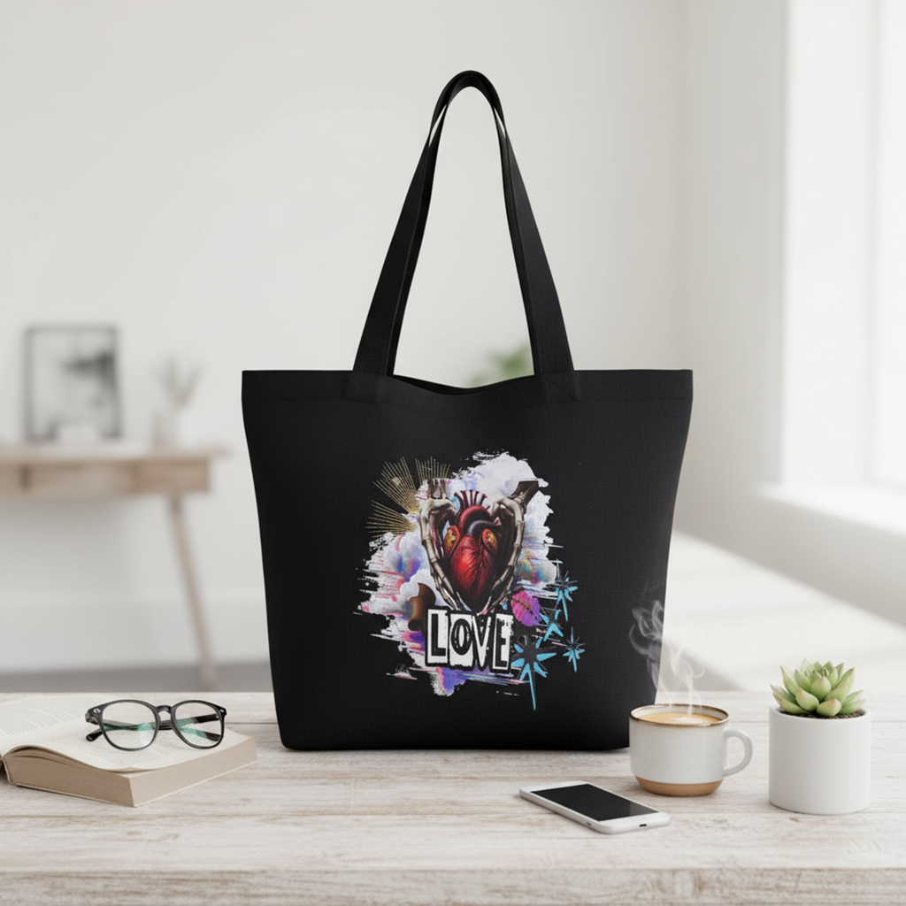 The Love Zippered Tote Front Design