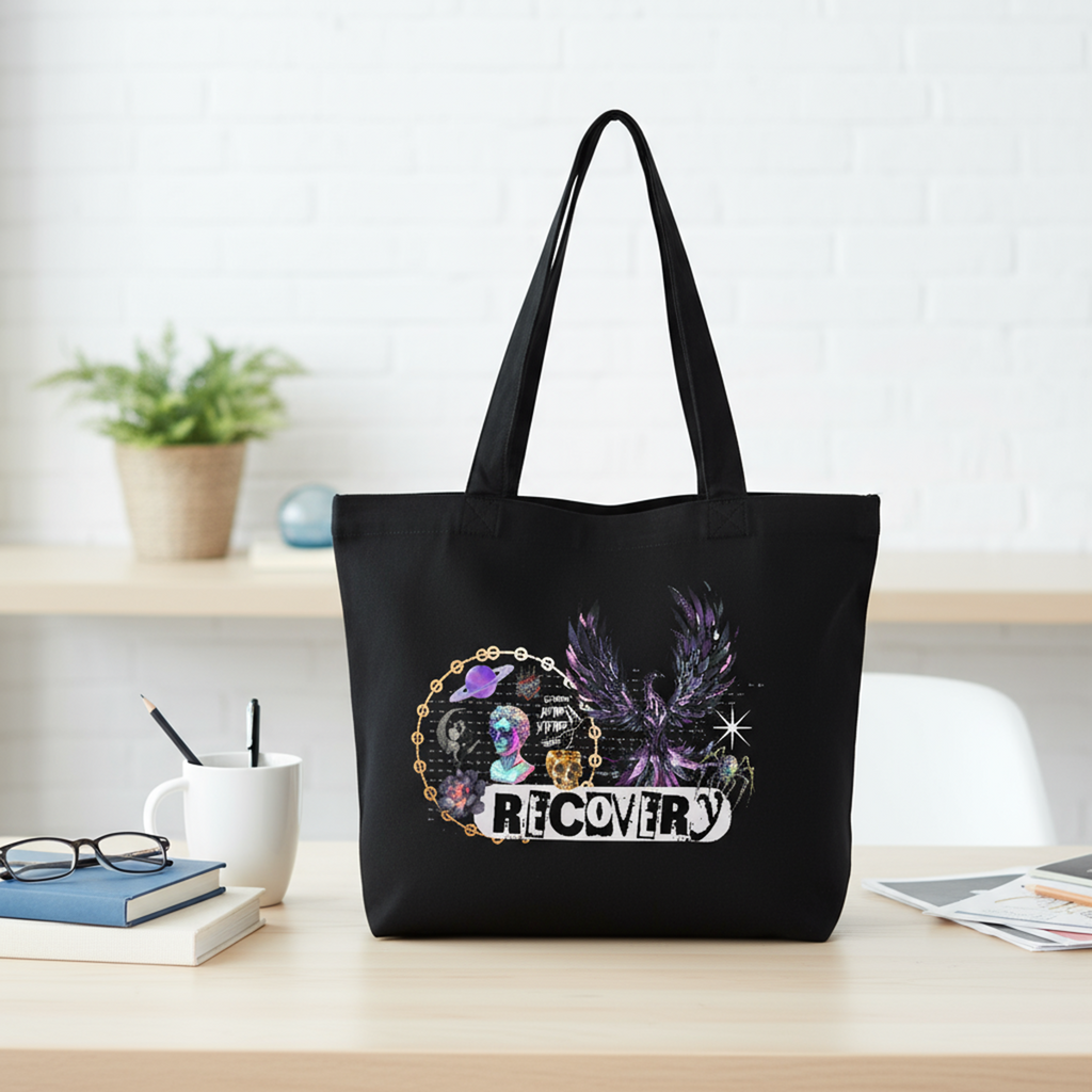 The Recovery Zippered Tote Front Design
